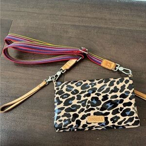 Consuela Blue and Leopard Print Bag